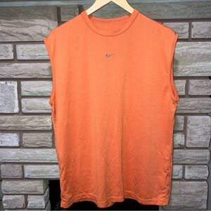 Vintage Nike Men's Orange Sleeveless Shirt with Centre Swoosh